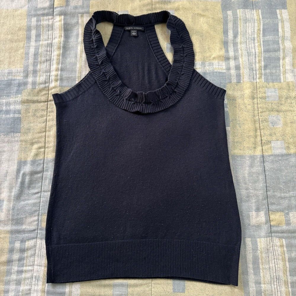 Banana Republic Navy Blue Sleeveless Petite Large Tank Top